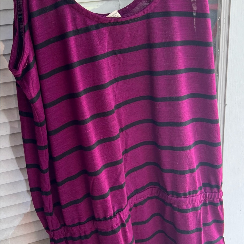 Purple and Black Striped Top